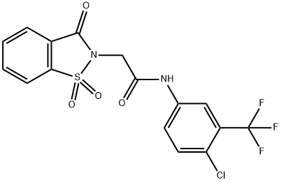 N-[4-chloro-3-(trifluoromethyl)phenyl]-2-(1,1-dioxido-3-oxo-1,2-benzisothiazol-2(3H)-yl)acetamide 结构式