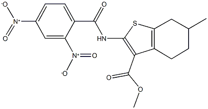 methyl 2-({2,4-bisnitrobenzoyl}amino)-6-methyl-4,5,6,7-tetrahydro-1-benzothiophene-3-carboxylate 结构式