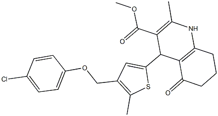 methyl 4-{4-[(4-chlorophenoxy)methyl]-5-methyl-2-thienyl}-2-methyl-5-oxo-1,4,5,6,7,8-hexahydro-3-quinolinecarboxylate 结构式