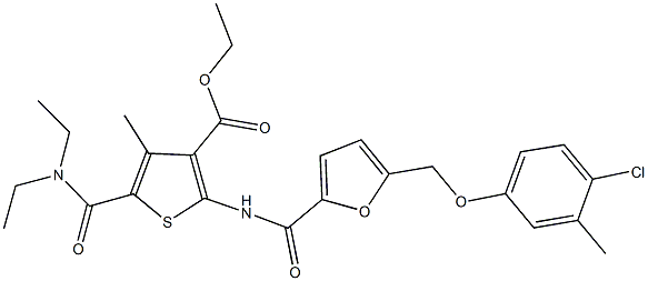 ethyl 2-({5-[(4-chloro-3-methylphenoxy)methyl]-2-furoyl}amino)-5-[(diethylamino)carbonyl]-4-methyl-3-thiophenecarboxylate 结构式