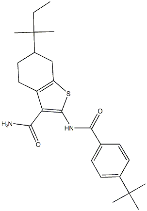 2-[(4-tert-butylbenzoyl)amino]-6-tert-pentyl-4,5,6,7-tetrahydro-1-benzothiophene-3-carboxamide 结构式