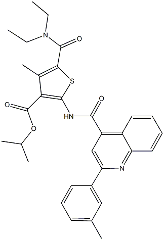 isopropyl 5-[(diethylamino)carbonyl]-4-methyl-2-({[2-(3-methylphenyl)-4-quinolinyl]carbonyl}amino)-3-thiophenecarboxylate 结构式