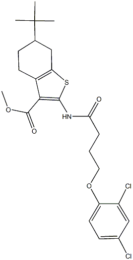 methyl 6-tert-butyl-2-{[4-(2,4-dichlorophenoxy)butanoyl]amino}-4,5,6,7-tetrahydro-1-benzothiophene-3-carboxylate 结构式