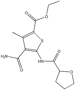 ethyl 4-(aminocarbonyl)-3-methyl-5-[(tetrahydrofuran-2-ylcarbonyl)amino]thiophene-2-carboxylate 结构式