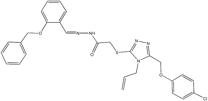 2-({4-allyl-5-[(4-chlorophenoxy)methyl]-4H-1,2,4-triazol-3-yl}sulfanyl)-N'-[2-(benzyloxy)benzylidene]acetohydrazide 结构式