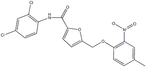 N-(2,4-dichlorophenyl)-5-({2-nitro-4-methylphenoxy}methyl)-2-furamide 结构式