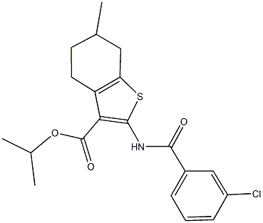 isopropyl 2-[(3-chlorobenzoyl)amino]-6-methyl-4,5,6,7-tetrahydro-1-benzothiophene-3-carboxylate 结构式