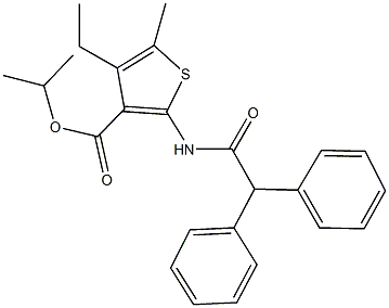 isopropyl 2-[(diphenylacetyl)amino]-4-ethyl-5-methyl-3-thiophenecarboxylate 结构式