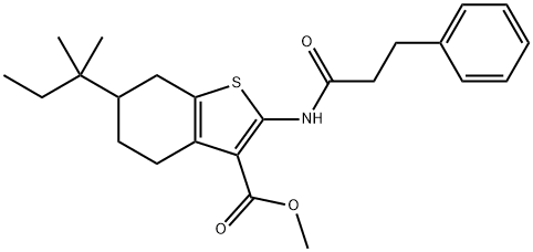 methyl 6-tert-pentyl-2-[(3-phenylpropanoyl)amino]-4,5,6,7-tetrahydro-1-benzothiophene-3-carboxylate 结构式