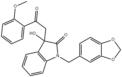 1-(1,3-benzodioxol-5-ylmethyl)-3-hydroxy-3-[2-(2-methoxyphenyl)-2-oxoethyl]-1,3-dihydro-2H-indol-2-one 结构式