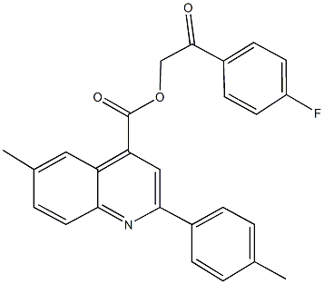 2-(4-fluorophenyl)-2-oxoethyl 6-methyl-2-(4-methylphenyl)-4-quinolinecarboxylate 结构式