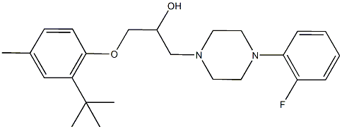 1-(2-tert-butyl-4-methylphenoxy)-3-[4-(2-fluorophenyl)-1-piperazinyl]-2-propanol 结构式