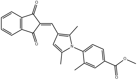 methyl 4-{3-[(1,3-dioxo-1,3-dihydro-2H-inden-2-ylidene)methyl]-2,5-dimethyl-1H-pyrrol-1-yl}-3-methylbenzoate 结构式