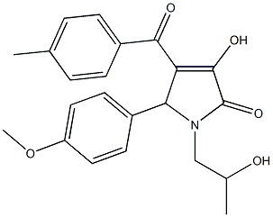 3-hydroxy-1-(2-hydroxypropyl)-5-(4-methoxyphenyl)-4-(4-methylbenzoyl)-1,5-dihydro-2H-pyrrol-2-one 结构式