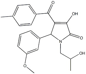 3-hydroxy-1-(2-hydroxypropyl)-5-(3-methoxyphenyl)-4-(4-methylbenzoyl)-1,5-dihydro-2H-pyrrol-2-one 结构式