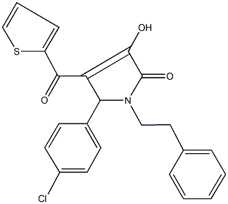 5-(4-chlorophenyl)-3-hydroxy-1-(2-phenylethyl)-4-(thien-2-ylcarbonyl)-1,5-dihydro-2H-pyrrol-2-one 结构式