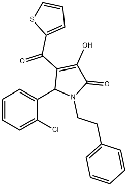 5-(2-chlorophenyl)-3-hydroxy-1-(2-phenylethyl)-4-(2-thienylcarbonyl)-1,5-dihydro-2H-pyrrol-2-one 结构式
