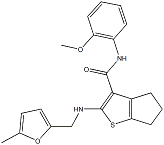 N-(2-methoxyphenyl)-2-{[(5-methyl-2-furyl)methyl]amino}-5,6-dihydro-4H-cyclopenta[b]thiophene-3-carboxamide 结构式