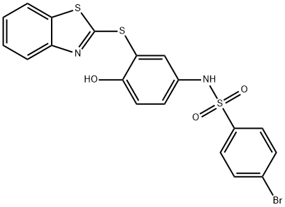 N-[3-(1,3-benzothiazol-2-ylsulfanyl)-4-hydroxyphenyl]-4-bromobenzenesulfonamide 结构式