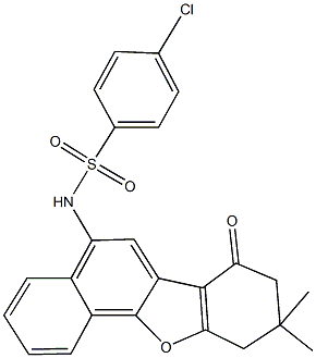 4-chloro-N-(9,9-dimethyl-7-oxo-7,8,9,10-tetrahydronaphtho[1,2-b][1]benzofuran-5-yl)benzenesulfonamide 结构式
