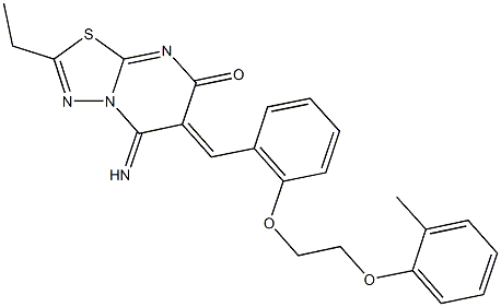 2-ethyl-5-imino-6-{2-[2-(2-methylphenoxy)ethoxy]benzylidene}-5,6-dihydro-7H-[1,3,4]thiadiazolo[3,2-a]pyrimidin-7-one 结构式