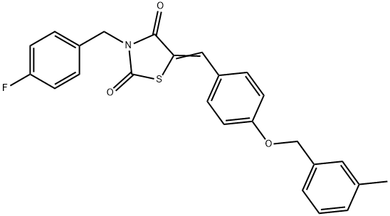 3-(4-fluorobenzyl)-5-{4-[(3-methylbenzyl)oxy]benzylidene}-1,3-thiazolidine-2,4-dione 结构式