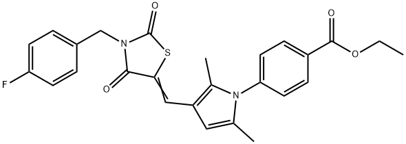 ethyl 4-(3-{[3-(4-fluorobenzyl)-2,4-dioxo-1,3-thiazolidin-5-ylidene]methyl}-2,5-dimethyl-1H-pyrrol-1-yl)benzoate 结构式