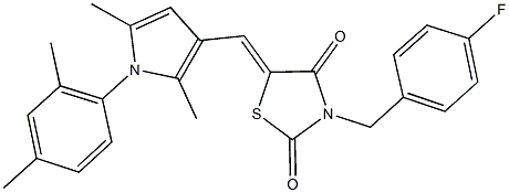 5-{[1-(2,4-dimethylphenyl)-2,5-dimethyl-1H-pyrrol-3-yl]methylene}-3-(4-fluorobenzyl)-1,3-thiazolidine-2,4-dione 结构式