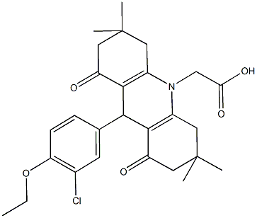 (9-(3-chloro-4-ethoxyphenyl)-3,3,6,6-tetramethyl-1,8-dioxo-2,3,4,5,6,7,8,9-octahydro-10(1H)-acridinyl)acetic acid 结构式