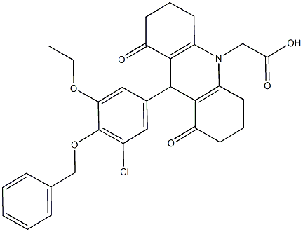 (9-[4-(benzyloxy)-3-chloro-5-ethoxyphenyl]-1,8-dioxo-2,3,4,5,6,7,8,9-octahydro-10(1H)-acridinyl)acetic acid 结构式