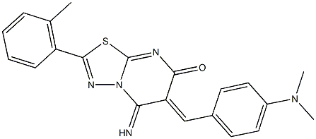 6-[4-(dimethylamino)benzylidene]-5-imino-2-(2-methylphenyl)-5,6-dihydro-7H-[1,3,4]thiadiazolo[3,2-a]pyrimidin-7-one 结构式