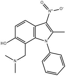 7-[(dimethylamino)methyl]-3-nitro-2-methyl-1-phenyl-1H-indol-6-ol 结构式