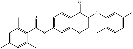 3-(2,5-dimethylphenoxy)-4-oxo-4H-chromen-7-yl 2,4,6-trimethylbenzoate 结构式