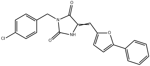 3-(4-chlorobenzyl)-5-[(5-phenyl-2-furyl)methylene]-2,4-imidazolidinedione 结构式