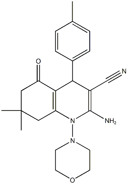 2-amino-7,7-dimethyl-4-(4-methylphenyl)-1-(4-morpholinyl)-5-oxo-1,4,5,6,7,8-hexahydro-3-quinolinecarbonitrile 结构式