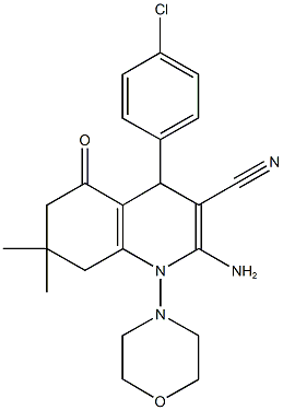 2-amino-4-(4-chlorophenyl)-7,7-dimethyl-1-(4-morpholinyl)-5-oxo-1,4,5,6,7,8-hexahydro-3-quinolinecarbonitrile 结构式