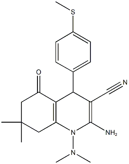 2-amino-1-(dimethylamino)-7,7-dimethyl-4-[4-(methylsulfanyl)phenyl]-5-oxo-1,4,5,6,7,8-hexahydro-3-quinolinecarbonitrile 结构式