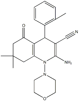 2-amino-7,7-dimethyl-4-(2-methylphenyl)-1-(4-morpholinyl)-5-oxo-1,4,5,6,7,8-hexahydro-3-quinolinecarbonitrile 结构式