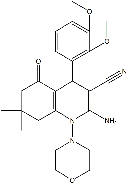 2-amino-4-(2,3-dimethoxyphenyl)-7,7-dimethyl-1-(4-morpholinyl)-5-oxo-1,4,5,6,7,8-hexahydro-3-quinolinecarbonitrile 结构式