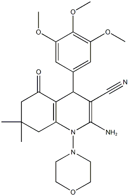 2-amino-7,7-dimethyl-1-(4-morpholinyl)-5-oxo-4-(3,4,5-trimethoxyphenyl)-1,4,5,6,7,8-hexahydro-3-quinolinecarbonitrile 结构式