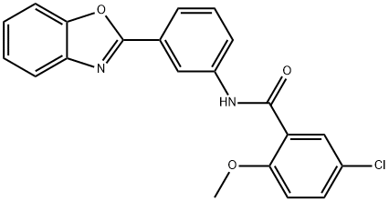 N-[3-(1,3-benzoxazol-2-yl)phenyl]-5-chloro-2-methoxybenzamide 结构式