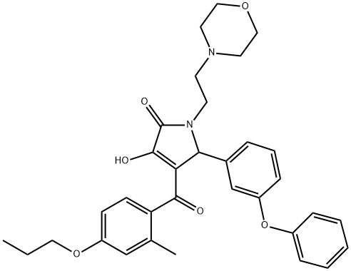 3-hydroxy-4-(2-methyl-4-propoxybenzoyl)-1-(2-morpholin-4-ylethyl)-5-(3-phenoxyphenyl)-1,5-dihydro-2H-pyrrol-2-one 结构式