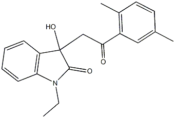 3-[2-(2,5-dimethylphenyl)-2-oxoethyl]-1-ethyl-3-hydroxy-1,3-dihydro-2H-indol-2-one 结构式