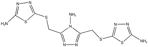 5-{[(4-amino-5-{[(5-amino-1,3,4-thiadiazol-2-yl)sulfanyl]methyl}-4H-1,2,4-triazol-3-yl)methyl]sulfanyl}-1,3,4-thiadiazol-2-amine 结构式