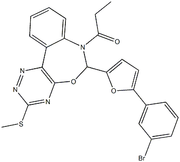6-[5-(3-bromophenyl)-2-furyl]-7-propionyl-6,7-dihydro[1,2,4]triazino[5,6-d][3,1]benzoxazepin-3-yl methyl sulfide 结构式