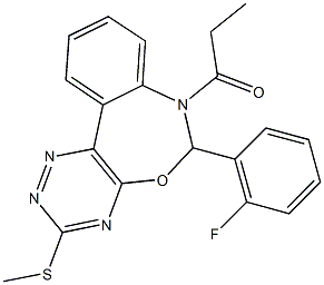6-(2-fluorophenyl)-7-propionyl-6,7-dihydro[1,2,4]triazino[5,6-d][3,1]benzoxazepin-3-yl methyl sulfide 结构式
