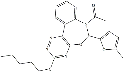 7-acetyl-6-(5-methyl-2-furyl)-3-(pentylsulfanyl)-6,7-dihydro[1,2,4]triazino[5,6-d][3,1]benzoxazepine 结构式