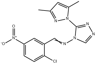 4-({2-chloro-5-nitrobenzylidene}amino)-3-(3,5-dimethyl-1H-pyrazol-1-yl)-4H-1,2,4-triazole 结构式