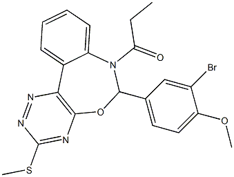 2-bromo-4-[3-(methylsulfanyl)-7-propionyl-6,7-dihydro[1,2,4]triazino[5,6-d][3,1]benzoxazepin-6-yl]phenyl methyl ether 结构式