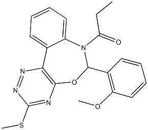 methyl 2-[3-(methylsulfanyl)-7-propionyl-6,7-dihydro[1,2,4]triazino[5,6-d][3,1]benzoxazepin-6-yl]phenyl ether 结构式